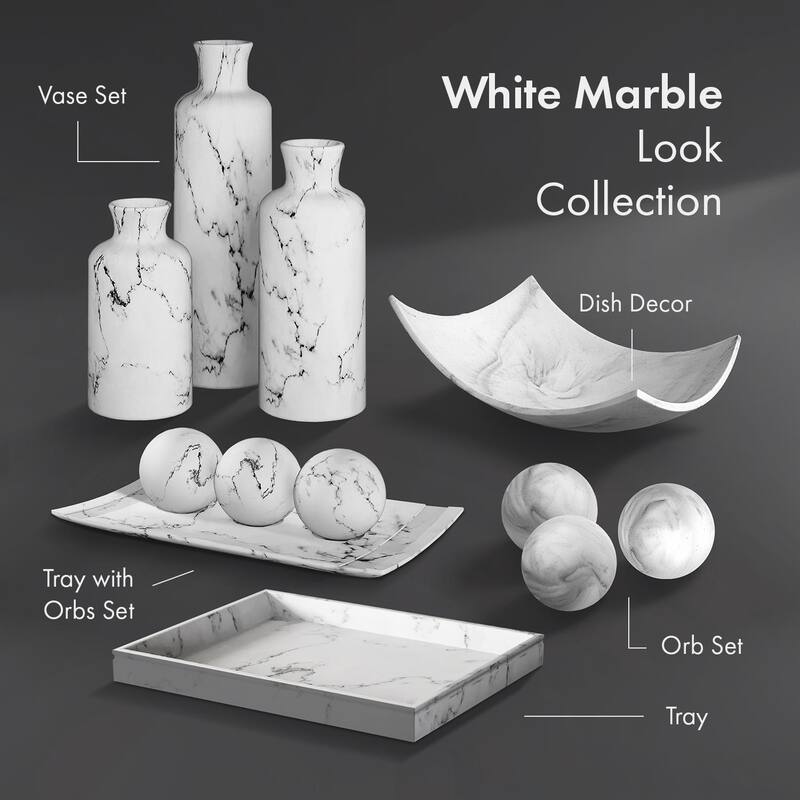 Creative Scents Black Marble Look Fruit Bowl for Kitchen Counter