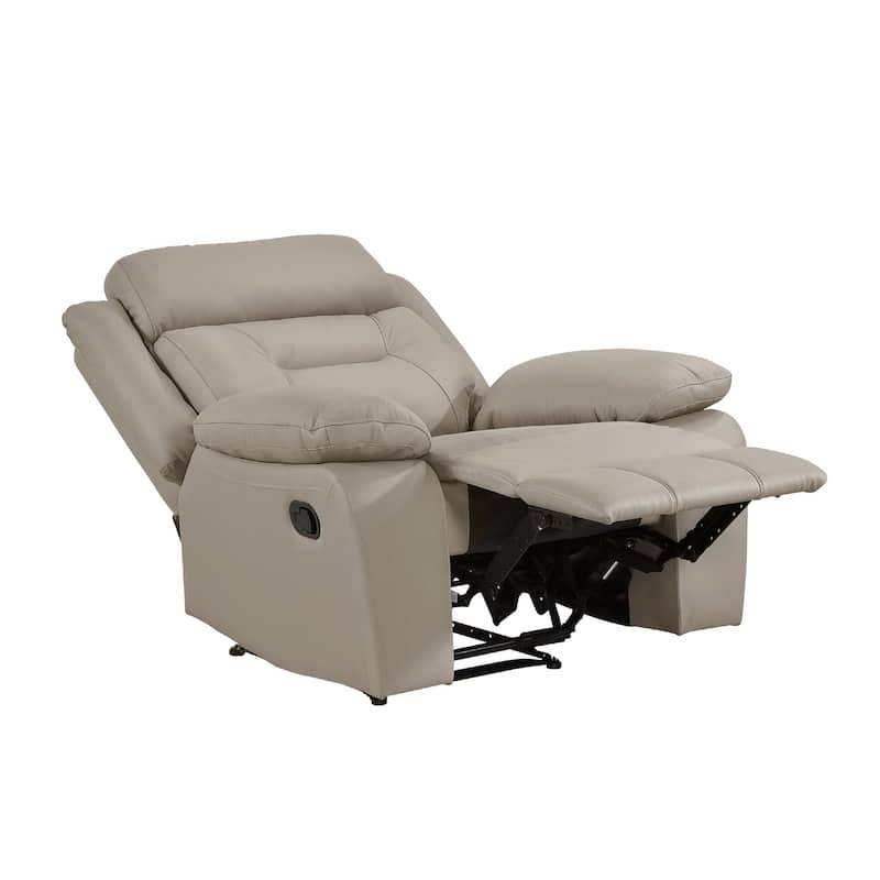 Conia Manual Reclining Chair, Latte Beige Top Grain Leather Cushions