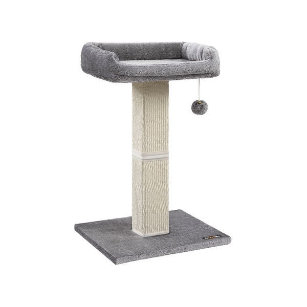Very tall cat deals scratching post