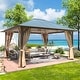 preview thumbnail 43 of 133, EROMMY Hardtop Gazebo,Outdoor Pergola with Double Roof & Netting & Curtains,Heavy Duty Canopy for Patio, Backyard, Pool party 12'x14' - Single Roof