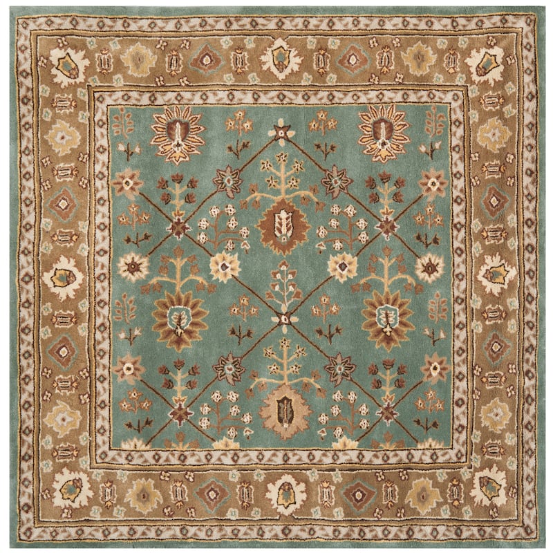 SAFAVIEH Handmade Total Performance Sebnem Oriental Rug - 6' Square - Blue/Taupe