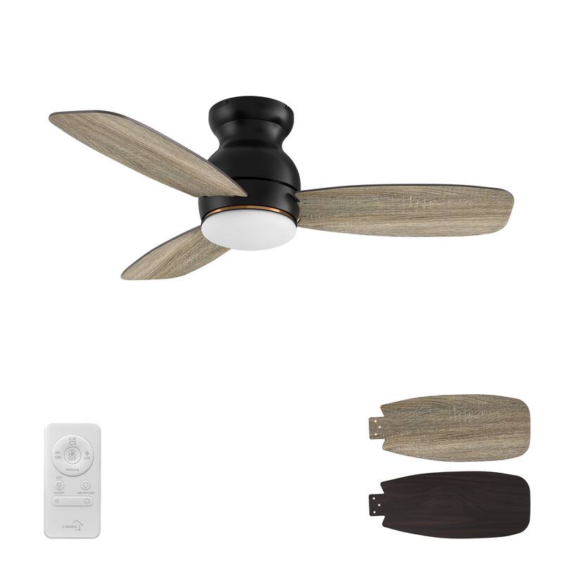 CARRO Reed 44" 3-Blade Indoor Ceiling Fan with LED light and Remote. - N/A - Black Walnut/Wooden