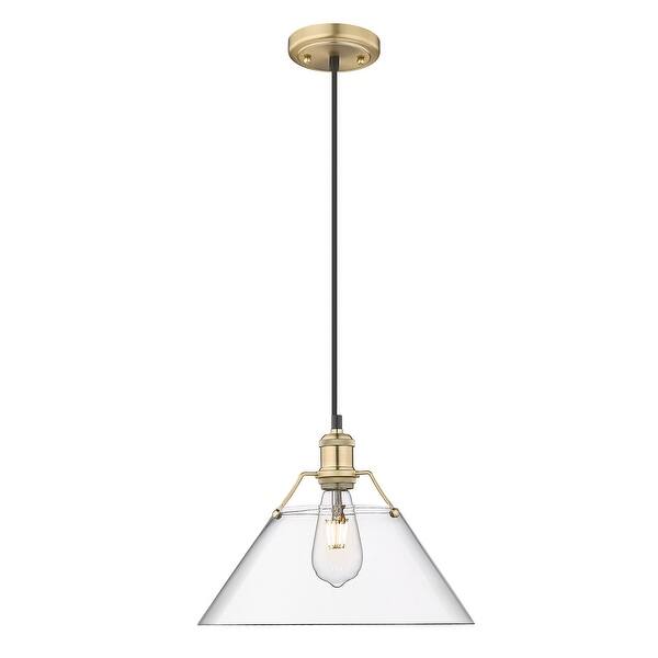 slide 2 of 5, Yep by Golden Lighting Orwell 1-light 14in Pendant in Matte Black and Clear Glass Brushed Champagne Bronze with Clear Glass