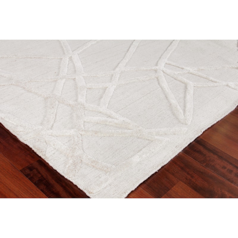 EXQUISITE RUGS Windsor Hand-loomed Wool/Bamboo Silk Linen/Beige Area Rug.