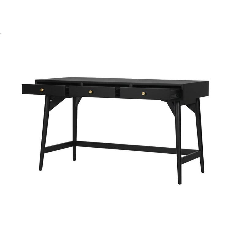 Alpine Furniture Flynn 3 Drawer Large Desk in Black