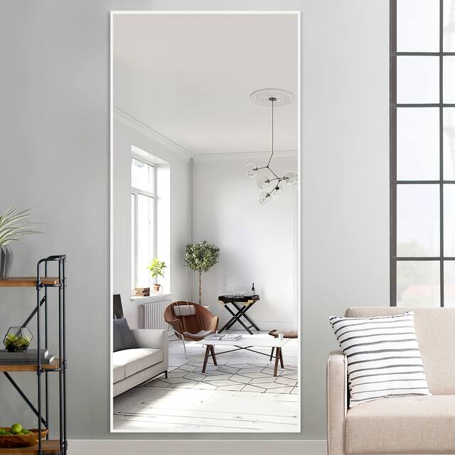Modern Glam Large Full-length Floor Wall Mirror - 71x24 - White