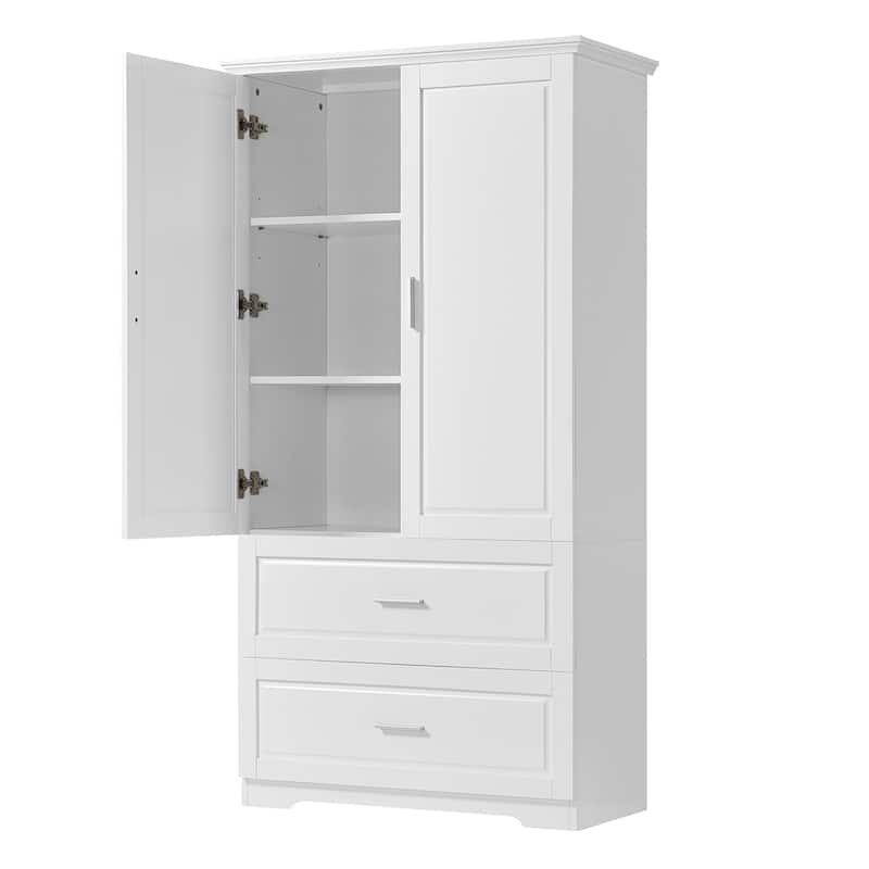 Roomfitters Tall Bathroom Storage Cabinet with Two Doors, Adjustable Shelf and Sleek Modern Frame