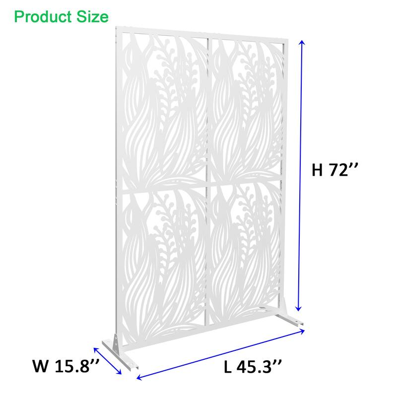 W3.8Ft X H6Ft Metal Privacy Screens, Outdoor and Indoor Divider with Free Standing for Balcony Patio Garden Room Divider