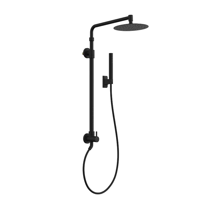 Atlantis 10-in Rain Showerhead Shower System with 5-Body Jets and Handshower Matte Black