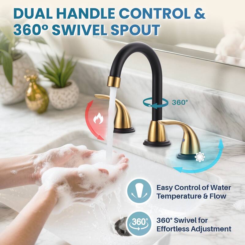 WOWOW 8 in. Widespread Double Handle Bathroom Faucet