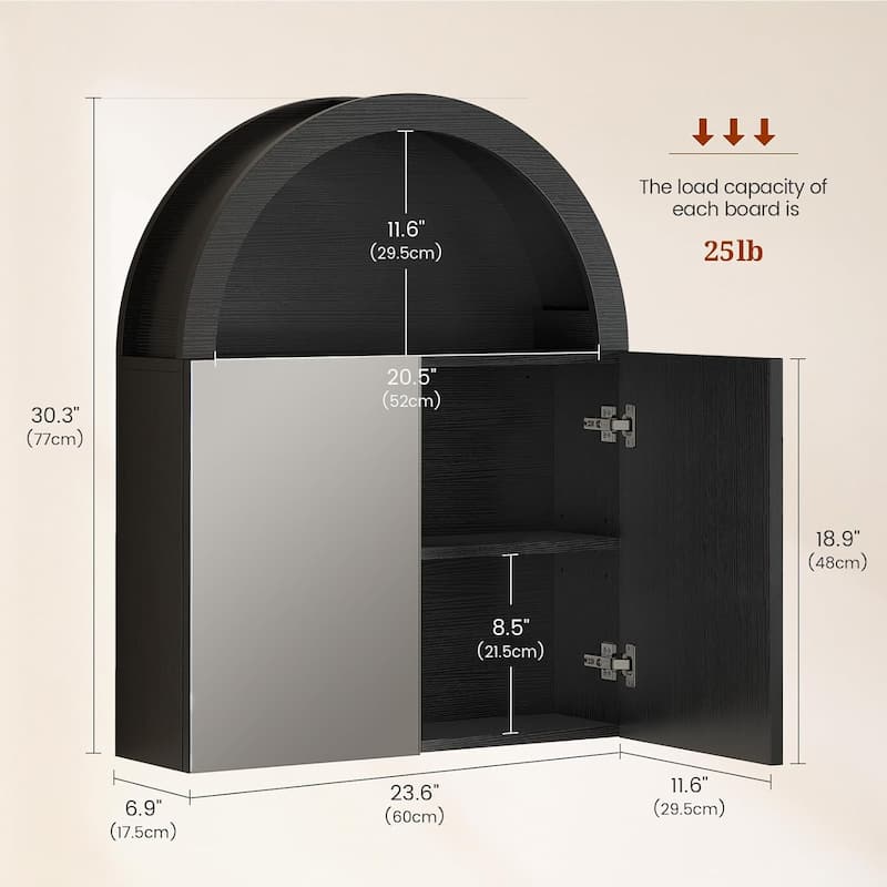 Bathroom Wall Cabinet with Mirror Adjustable Shelf Wall Mount