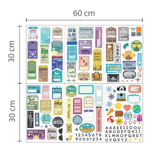 dimension image slide 2 of 3, Walplus Luggage Labels Huge Pink Tree Wall Sticker DIY Art Home Decor