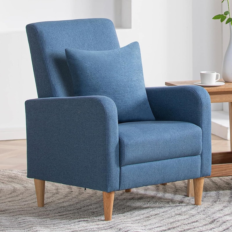 Fabric/Leather Modern Accent Chairs with Lounge Seat - set of 1 - Blue-F