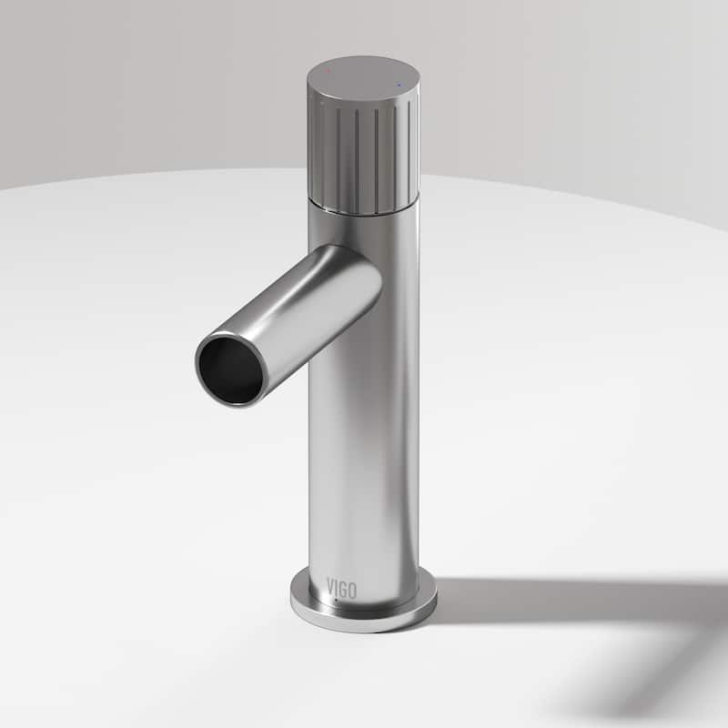 VIGO Ashford 8" H Single Handle Single Hole Bathroom Faucet - Without Extras - Brushed Nickel