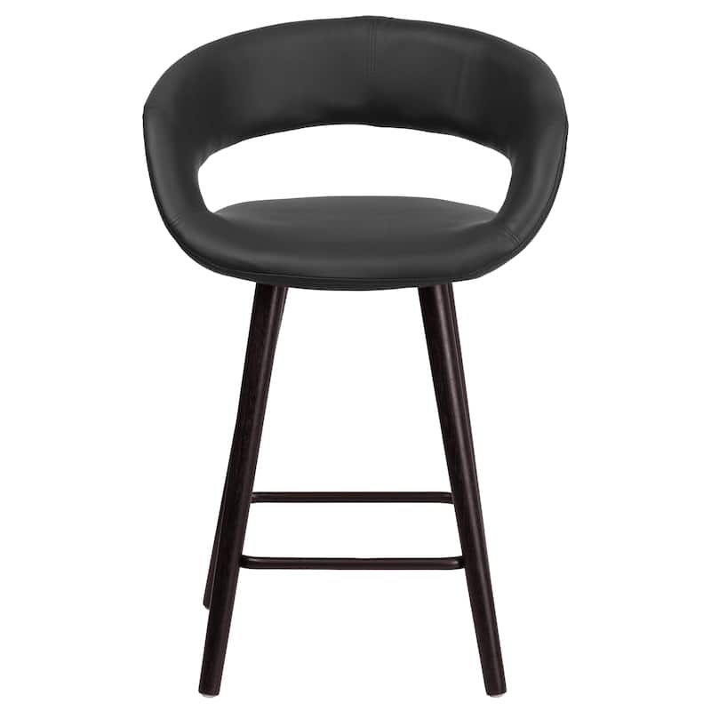 Contemporary Rounded Back Counter Height Stool with Wood Frame - 22"W x 19"D x 33.25"H