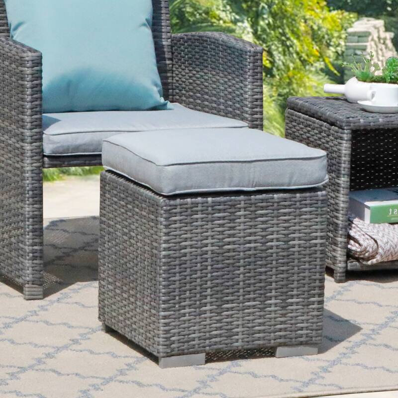 Outdoor Patio Rattan Ottoman Set (Set of 2)