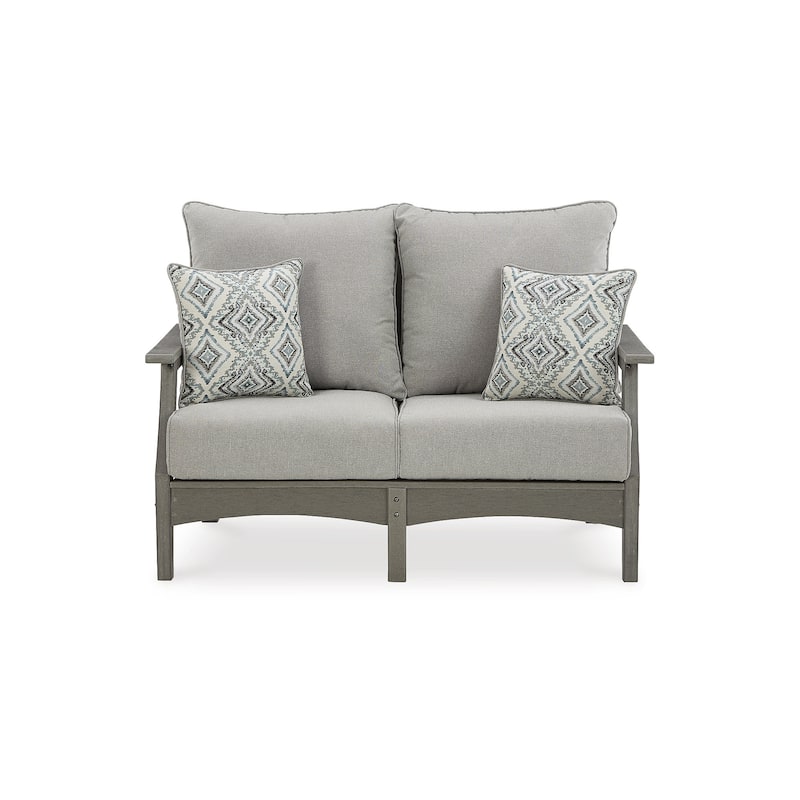 Signature Design by Ashley Visola Gray 4-Piece Outdoor Loveseat Conversation Set - 54"W x 33"D x 37"H