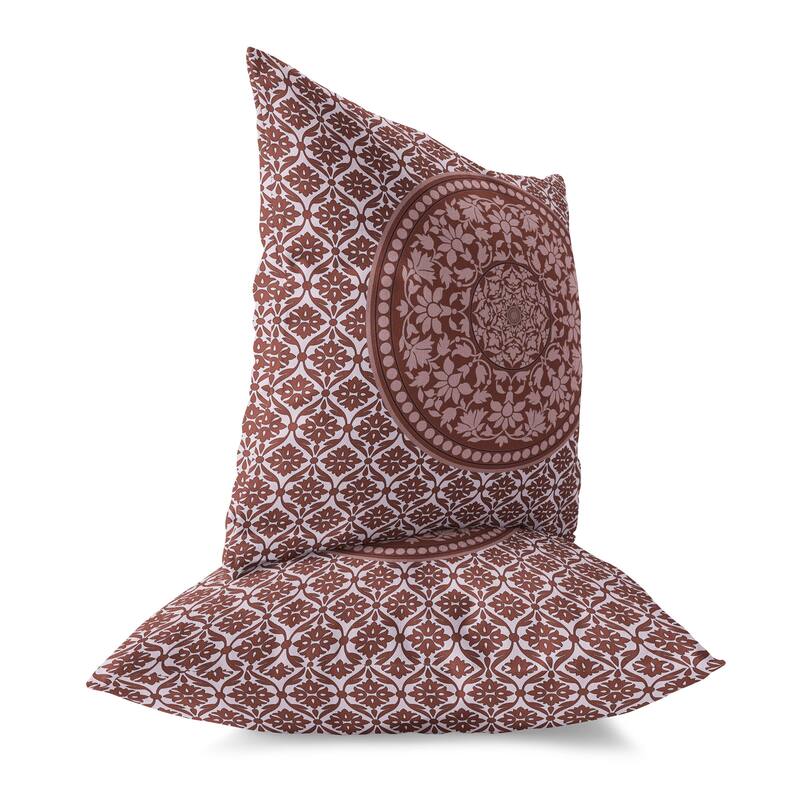 Intricate Circular Mandala Faux Suede Pillow With Removable Cover in Rose Lavender