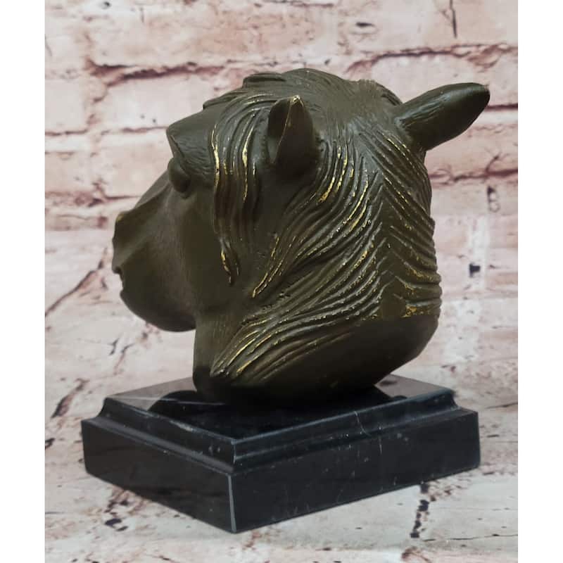Bronze Imitative Horse Head Sculpture – Zodiac Stallion Bust On Marble Base
