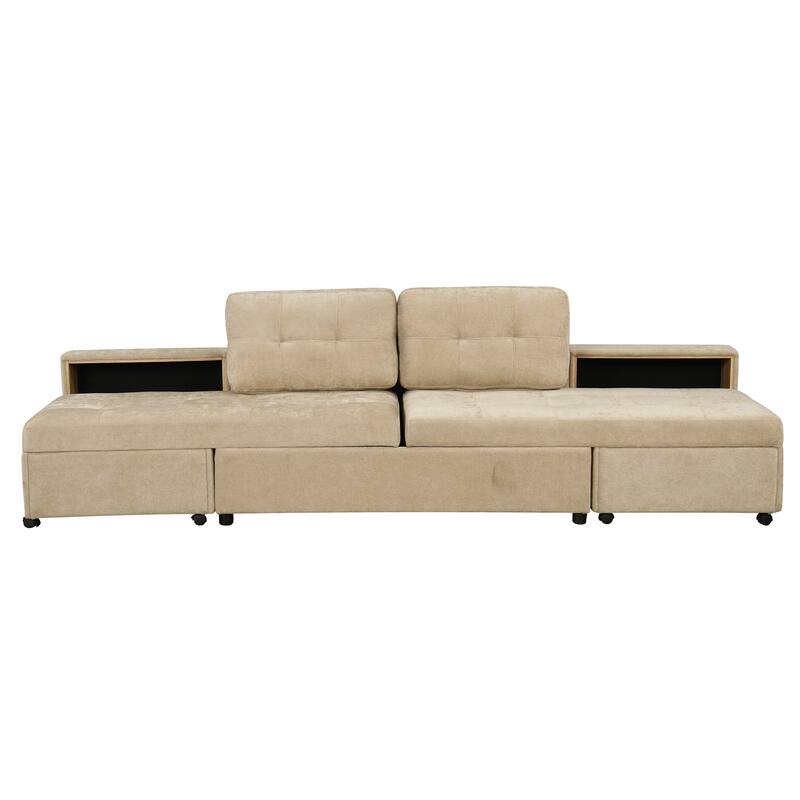 Sectional Sofa for Living Room Modular Sleeper Sofa with 2 Storage Racks Free-combined Sofa, Upholstered Corner Chaise