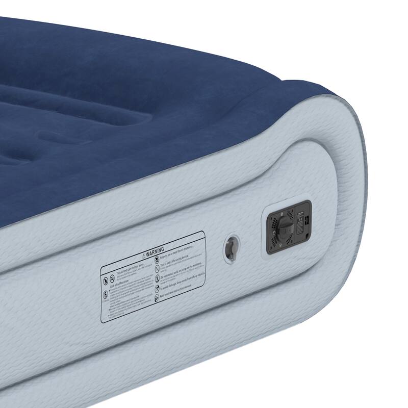 Moasis Queen 17 Inch Inflatable Mattress with Integrated Pillow