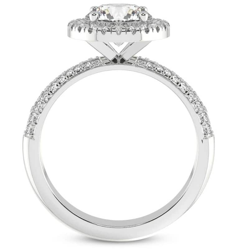 .86Ct Pave Diamond Halo Engagement Ring Lab Grown White, Yellow, or Rose Gold