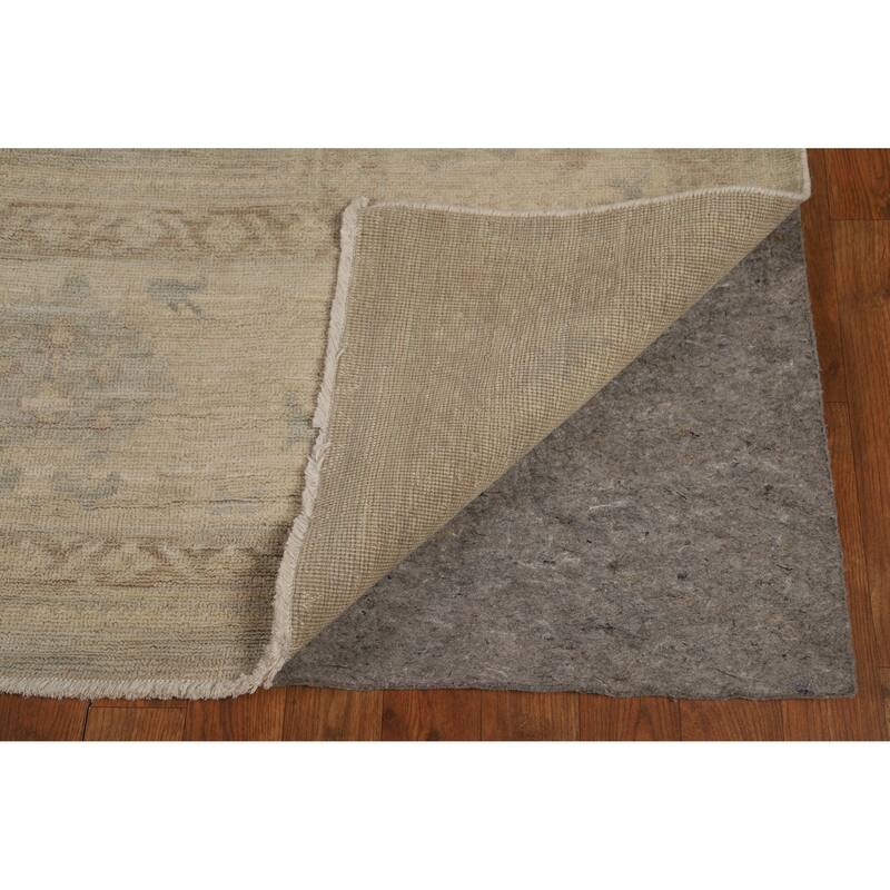 Vegetable Dye Oushak Turkish Large Rug Handmade Beige Wool Carpet - 10'0"x 13'9"