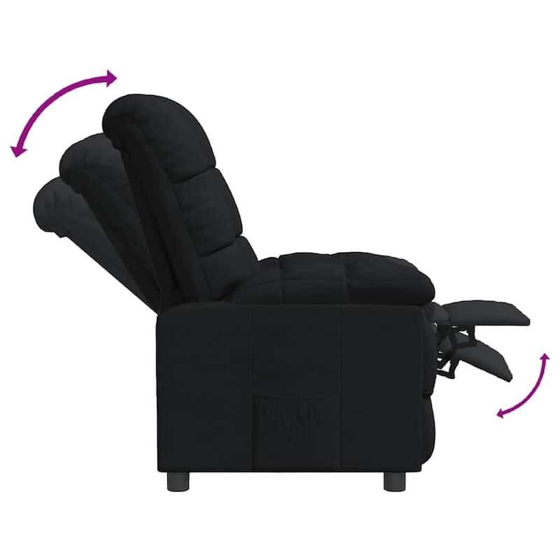 vidaXL Recliner Black Fabric - 29.1" x 38.9" x 40.1"
