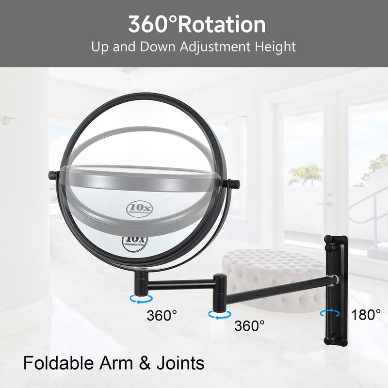 Hansabenne 8" x 8" Height Adjustable Wall Mirror Makeup Mirror Magnifying Vanity Mirror