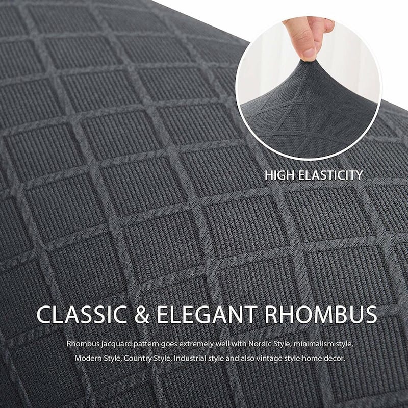 Enova Home 3-Seater Couch Covers Durable Rhombus Jacquard Polyester Spandex Fabric Box Cushion Sofa Slipcover