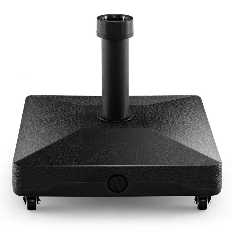 Gymax Patio Umbrella Base w/ 4 Universal Wheels 2 Receivers Square - Black