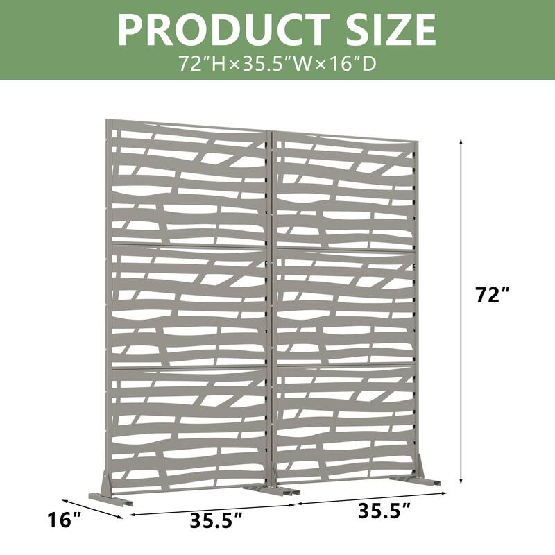 Metal Privacy Screen Fence Panel with Stylish Pattern Set of 2