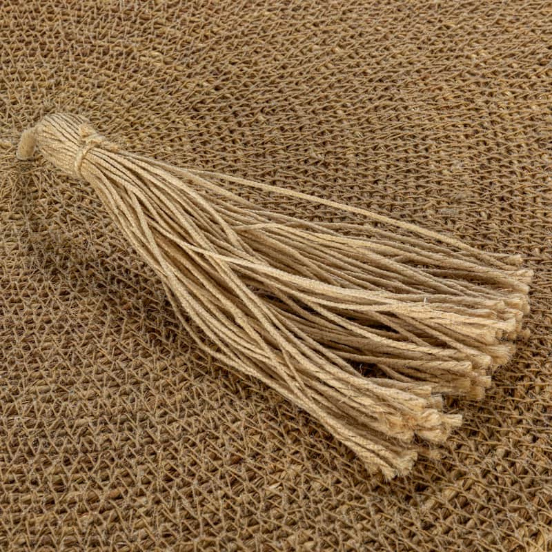 Seagrass Woven Baskets with Lid, Stripe, and Tassel, Set of 2 - 21.5"L x 21.5"W x 21.5"H