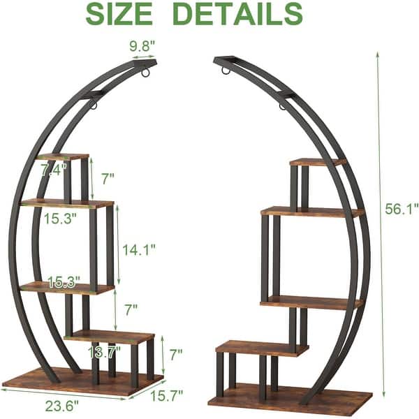 5 Tier Metal Plant Stand Indoor Half Moon Shape Ladder Display Rack ...
