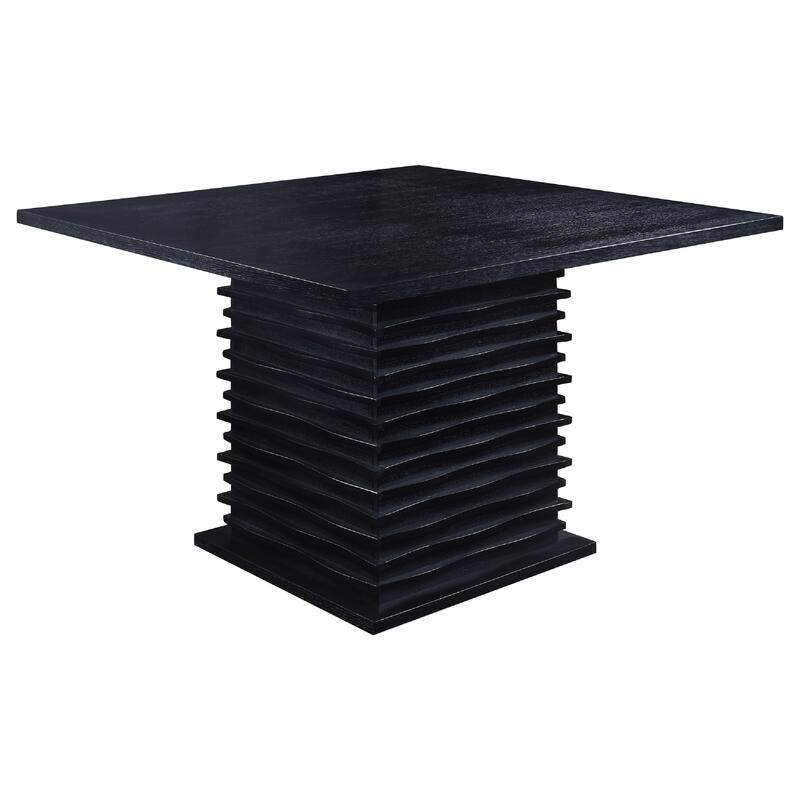 Tela 7pc Counter Height Dining Set, Black Wood Table, 6 Gray Chairs