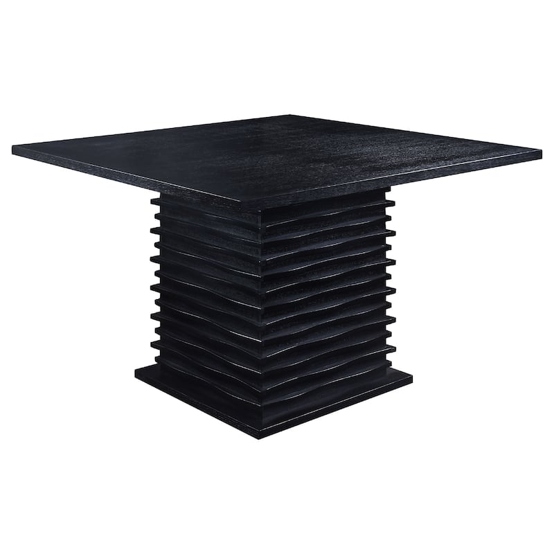 Tela 9pc Counter Height Dining Set, Black Wood Table, 8 Gray Chairs