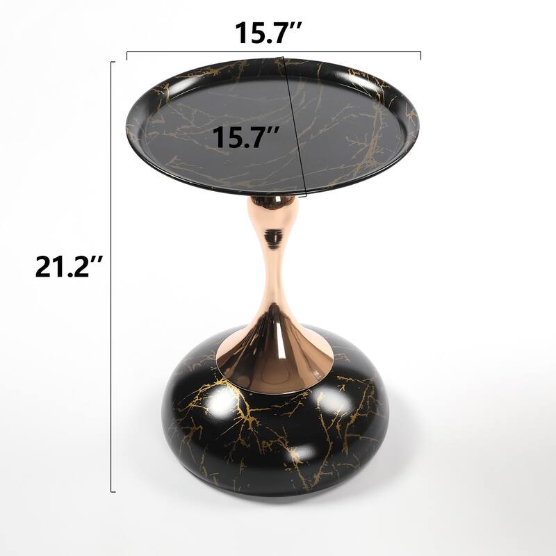 Mermaid Tail End Coffee Table Round Side Table, Modern Metal Pedestal Table