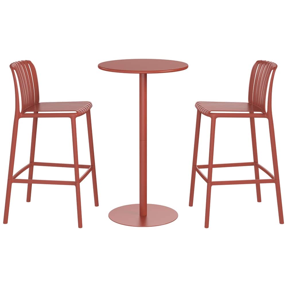 Frond and Form 2-Person Outdoor Round Dining Set Bar Height