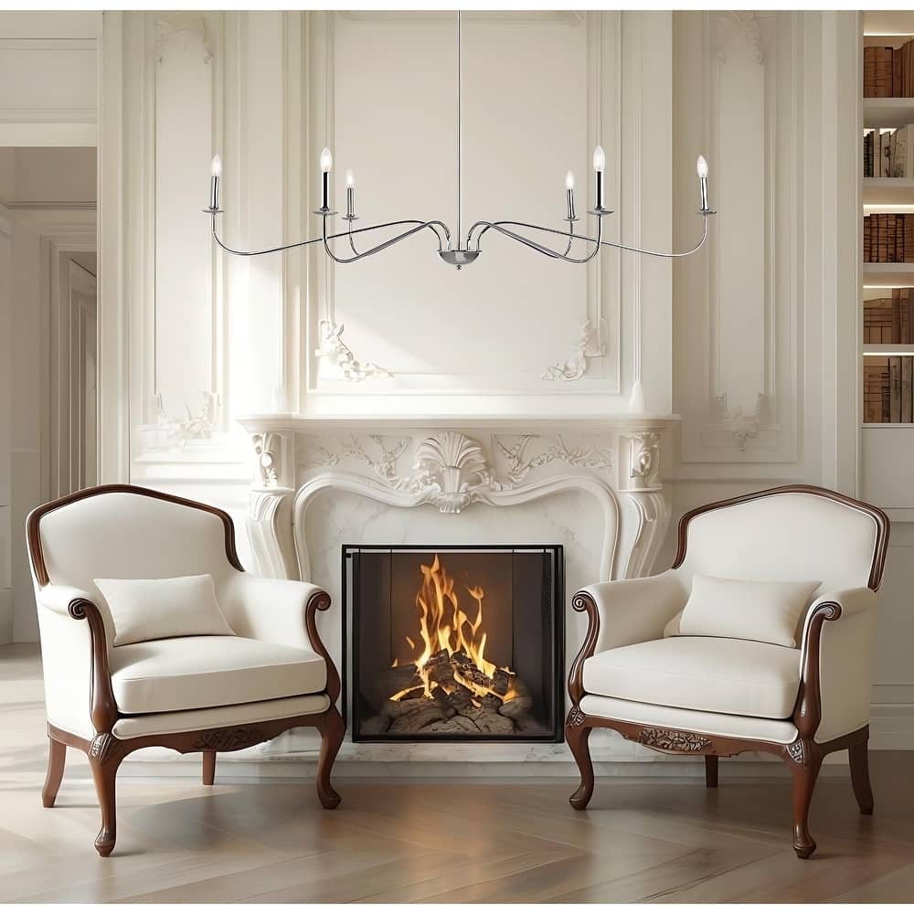 6 Light 64 Inches Minimalist Chandelier in Matte Black / Gold /Chrome