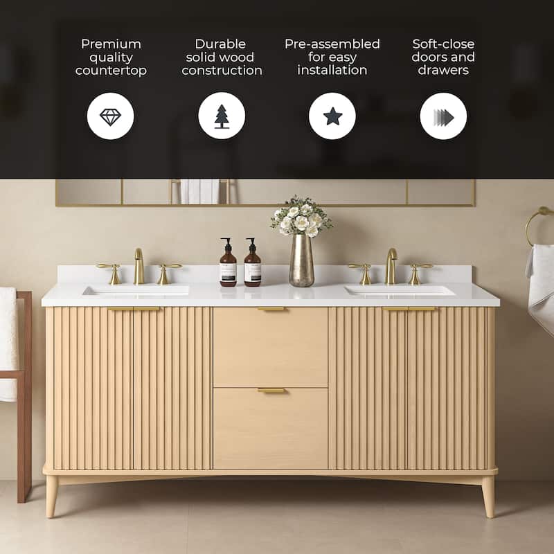 Gabi Bathroom Vanity with White Engineered Stone Top