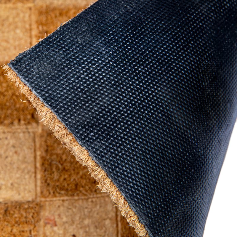 Engraved Coir Doormat with Checkerboard Print and PVC Back - 32.0"L x 16.0"W x 0.1"H
