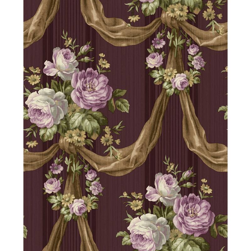 Seabrook Designs Velma Blooming Draped Bouquet Unpasted Wallpaper