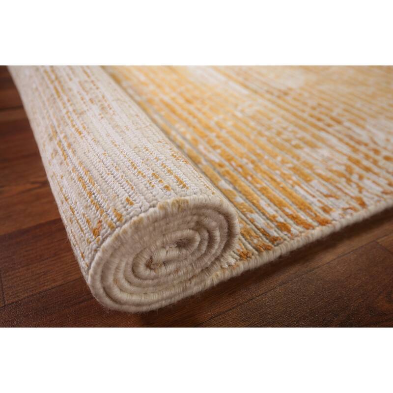 Abstract Oriental Accent Rug Handmade Modern Wool Carpet - 2'9" x 6'4"