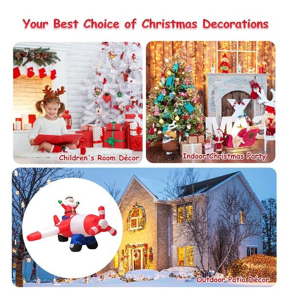 Shop Costway 8ft Led Inflatable Christmas Santa Claus Flying