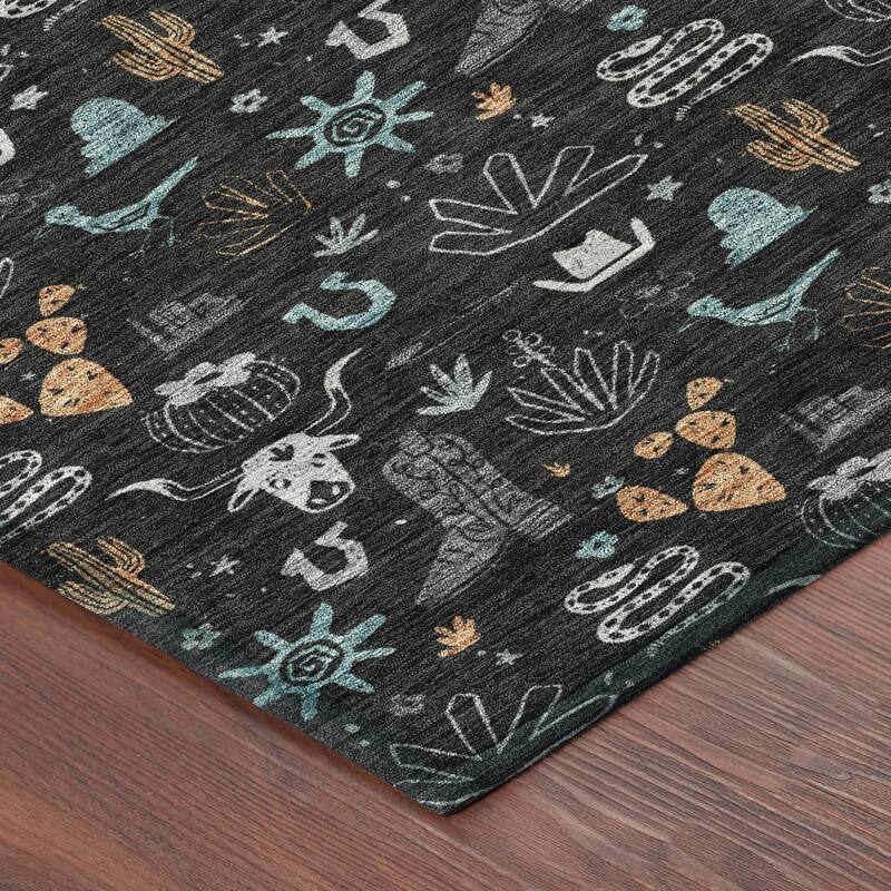 Machine Washable Indoor/ Outdoor Cowboy Ranch Chantille Rug