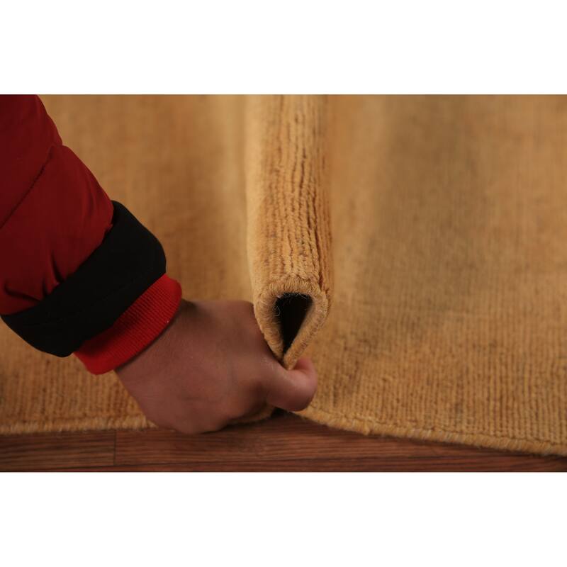 Yellow Gabbeh Oriental Area Rug Hand-Knotted Wool Carpet - 3'11" x 8'0"