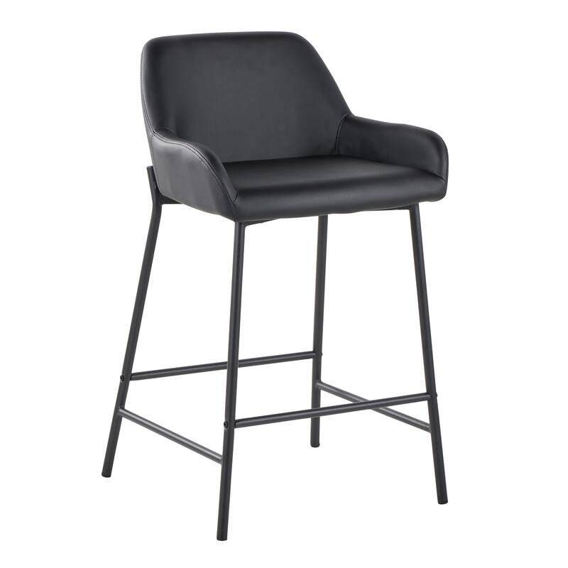 Carbon Loft Galotti Black Fixed-Height Upholstered Counter Stool - Set of 2
