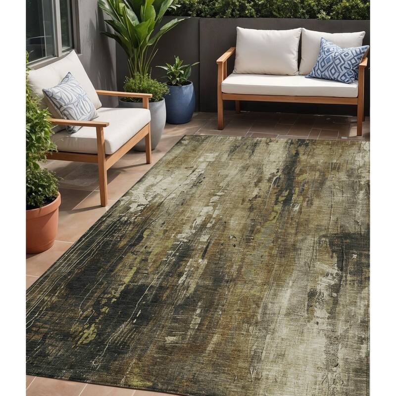 HomeRoots Abstract Transitional Rectangle Outdoor Rug - 5' X 8'