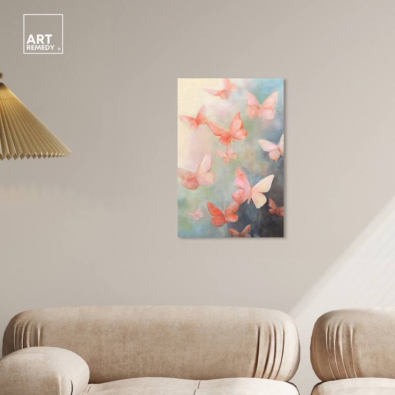 Art Remedy Peaceful Butterflies Gallery Wrapped Butterfly 1 Piece Canvas Wall Art