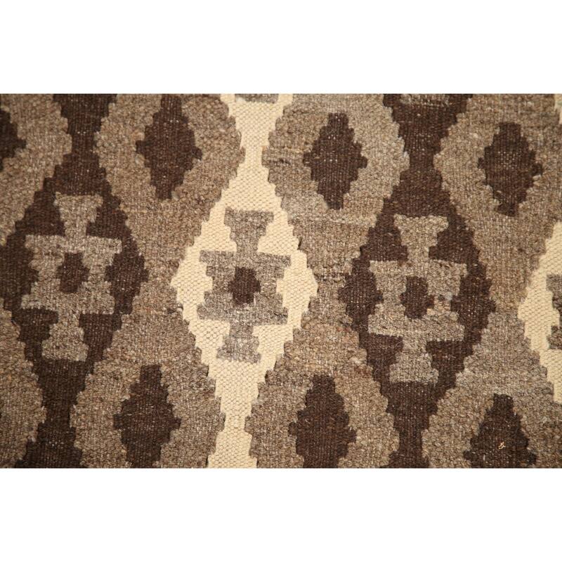 Hand Woven Oriental 100% Wool Carpet Southwestern All-Over Brown Kilim Area Rug - 6' 5'' X 5' 2''